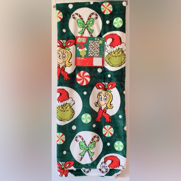 Dr Seuss The Grinch Christmas Holiday Circles Throw Blanket - Picture 2 of 6